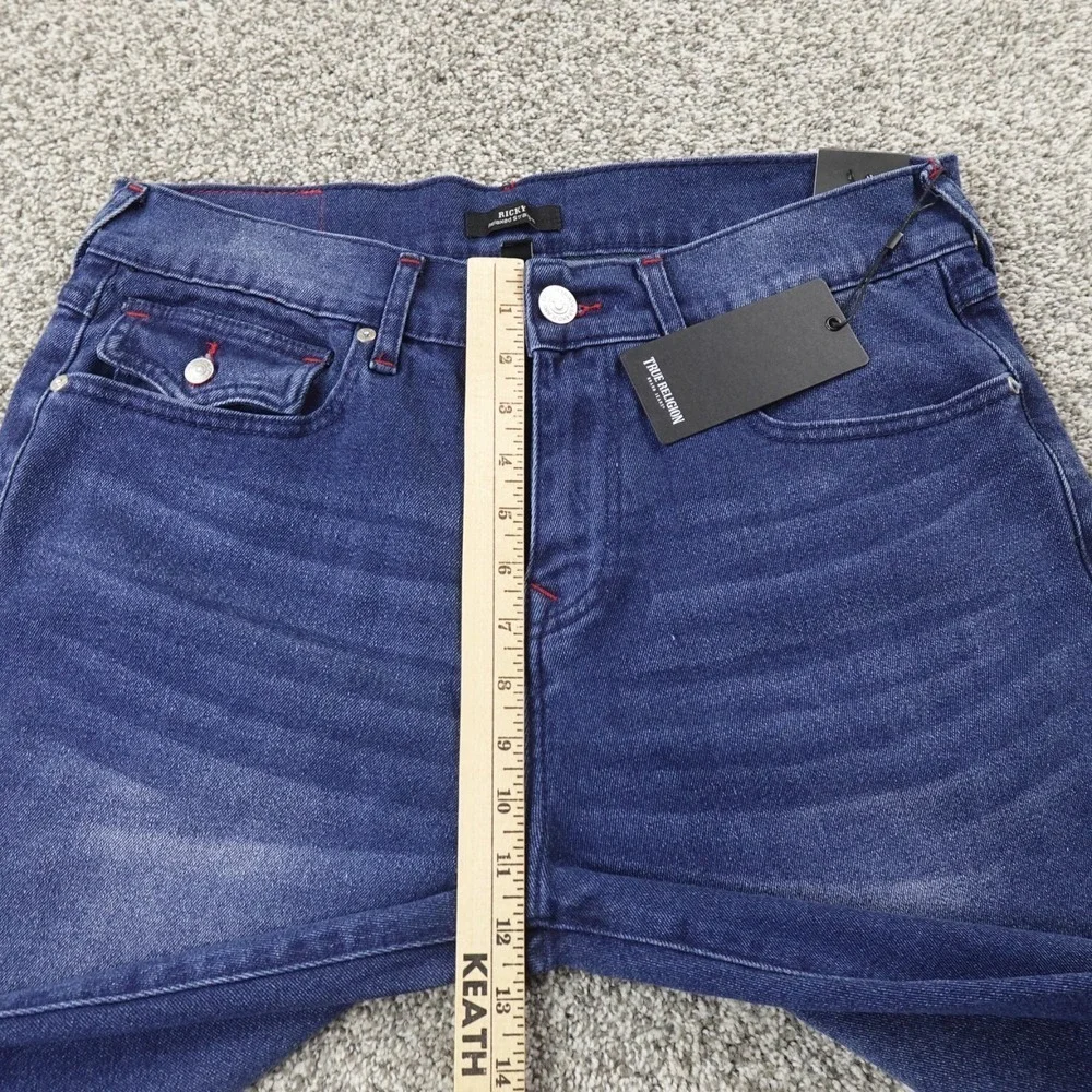 NEW True Religion Jeans Mens 32X34 Dark Blue Denim Ricky Relaxed Straight Pants